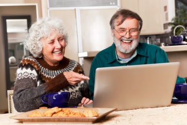 Old People with Technology, Retiree with Laptop Learn To Work with