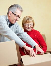 couple packing boxes
