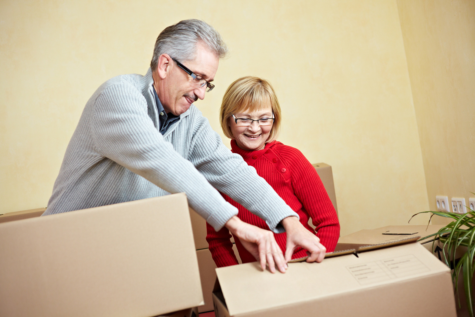 couple packing boxes